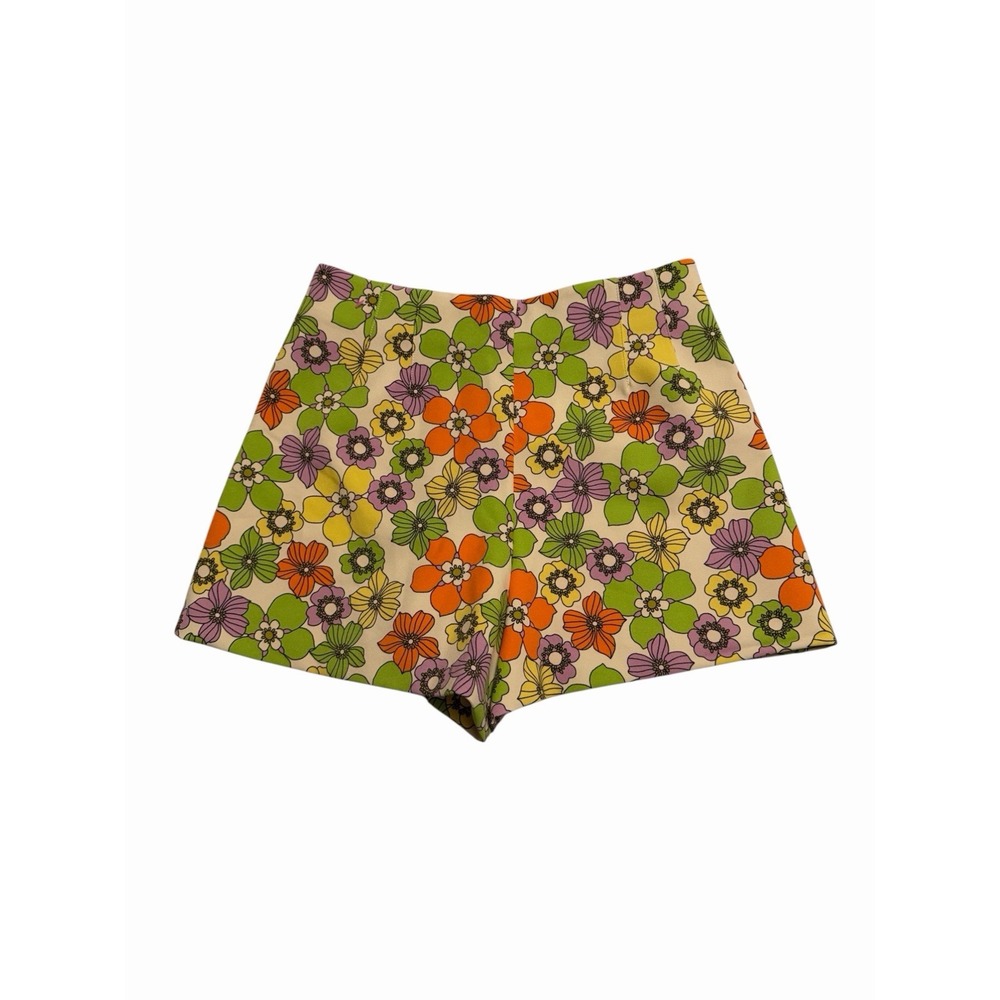 NEW Zara Retro Flower Power High Waisted Shorts (Medium)